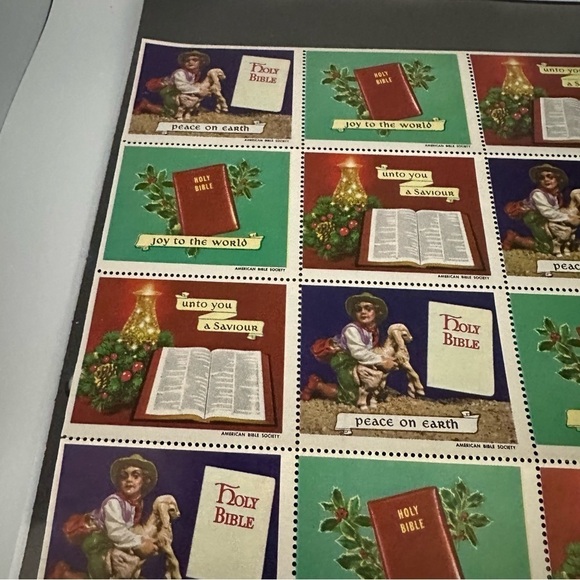 Christmas in July 🎄Vintage Sheet of Seals from the American Bible Society - 1965 - Picture 4 of 9